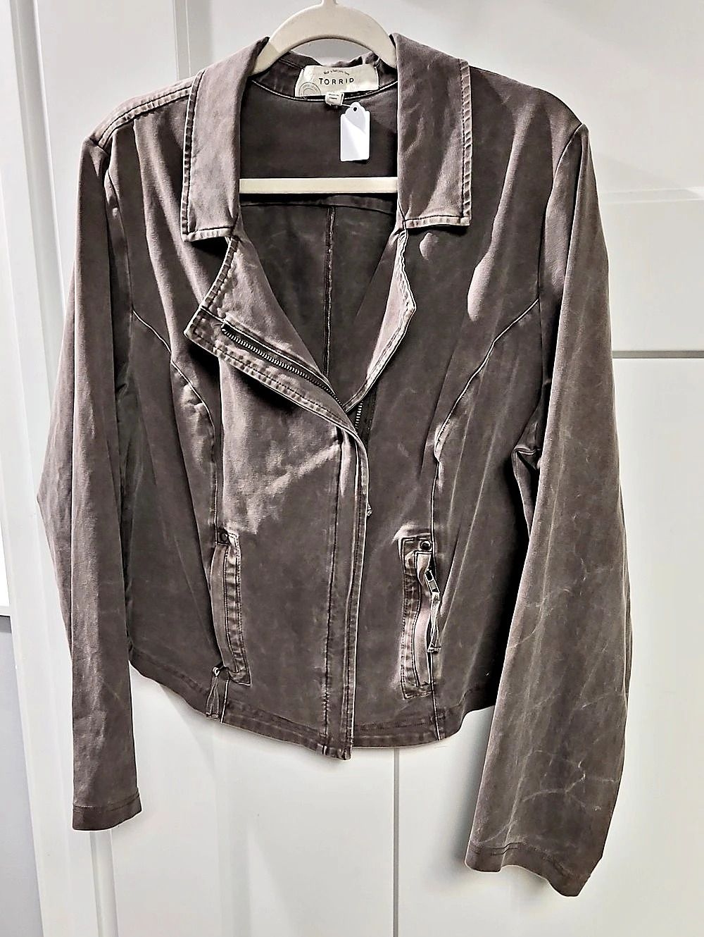 Torrid Washed Jersey Moto Jacket Gray 2X